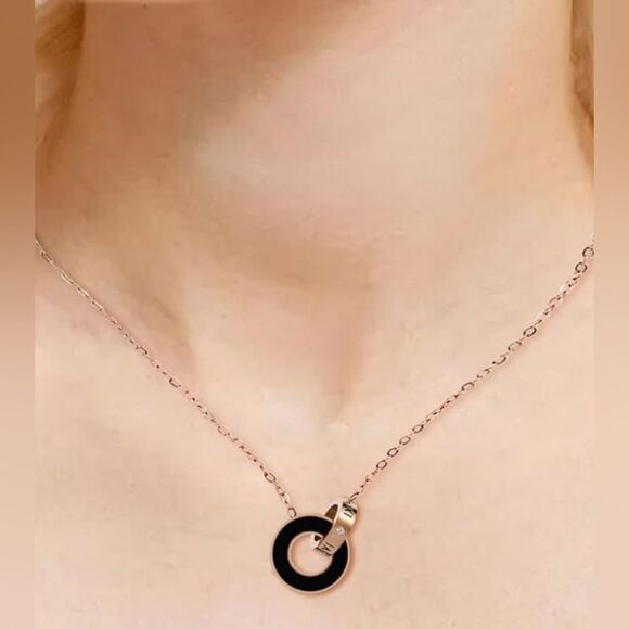 🔸️🗨⏭️NIB Stainless Steel Interlocking Circles Pendant Necklace - Picture 15 of 15